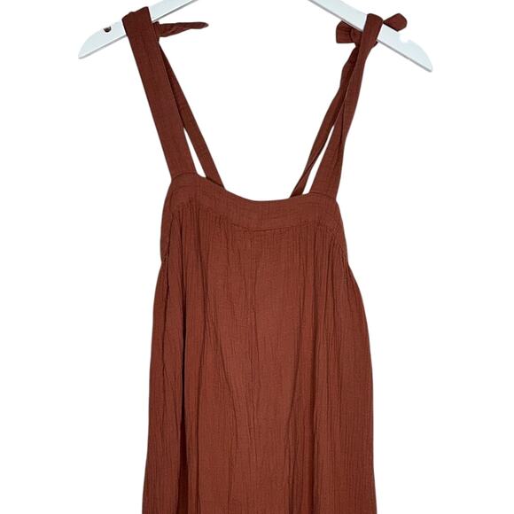 Madewell Lightestspun Tie Strap Waffle Overalls Orange Jumpsuit Size Small - Picture 3 of 10